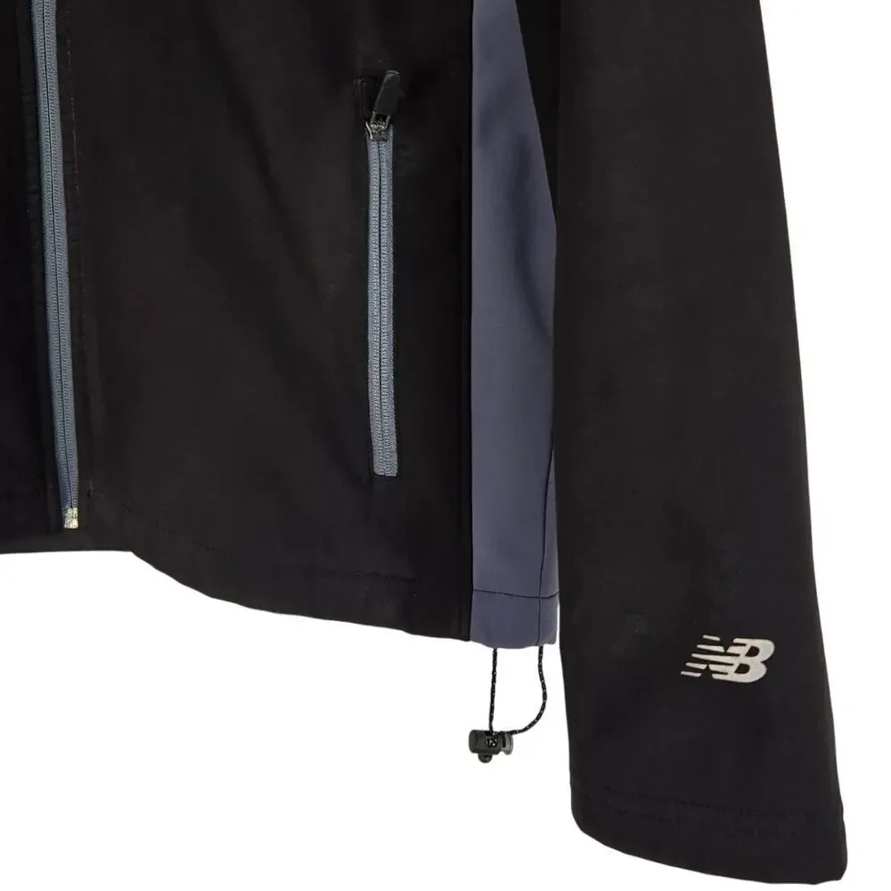New Balance Weather Resistant Soft‑Shell Jacket Black & Gray Fleece‑Lined Size M